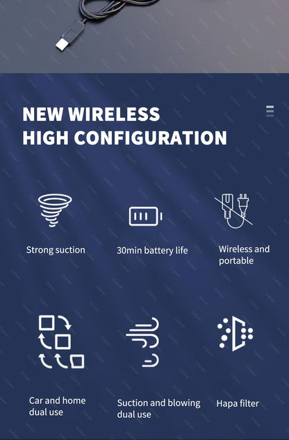 🧹 CleanForce MiniVac – Wireless Car Vacuum