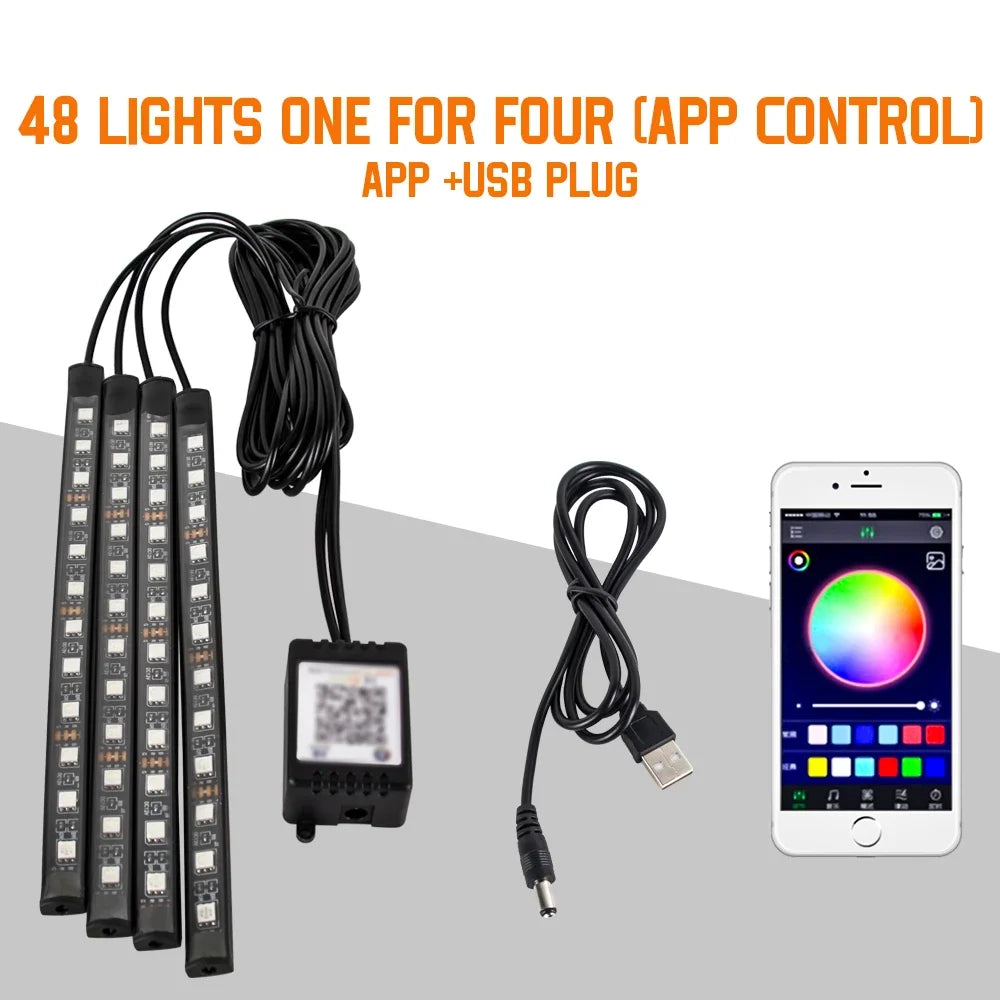 🌈 NeoGlow FootLight – Car Interior Footwell Lighting Kit