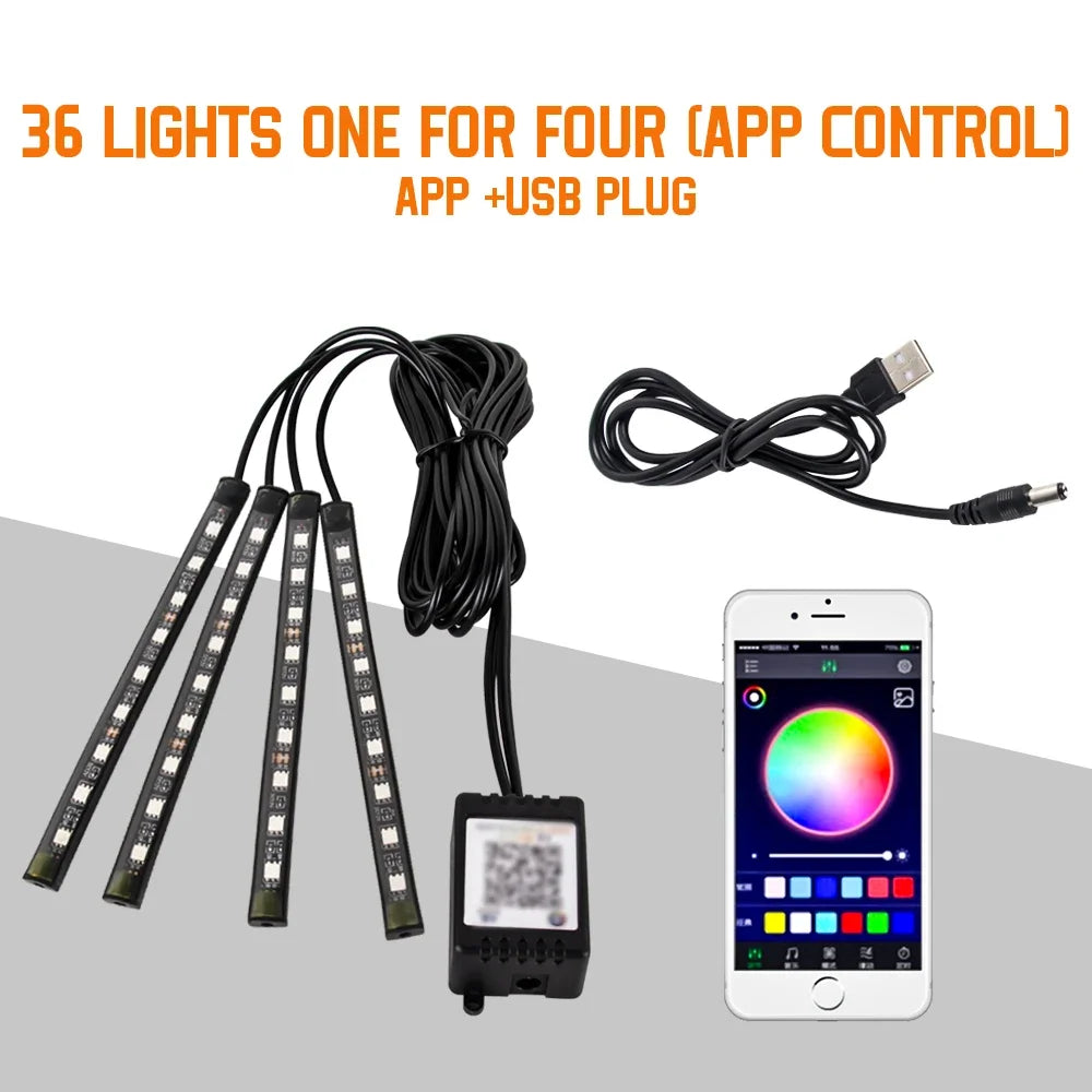 🌈 NeoGlow FootLight – Car Interior Footwell Lighting Kit